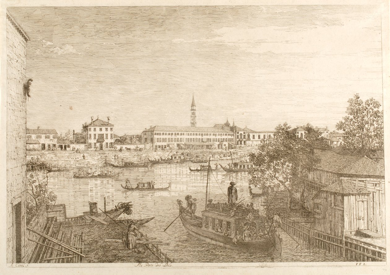 De haven van Dolo, uit de serie „Gezichten“ door Canaletto