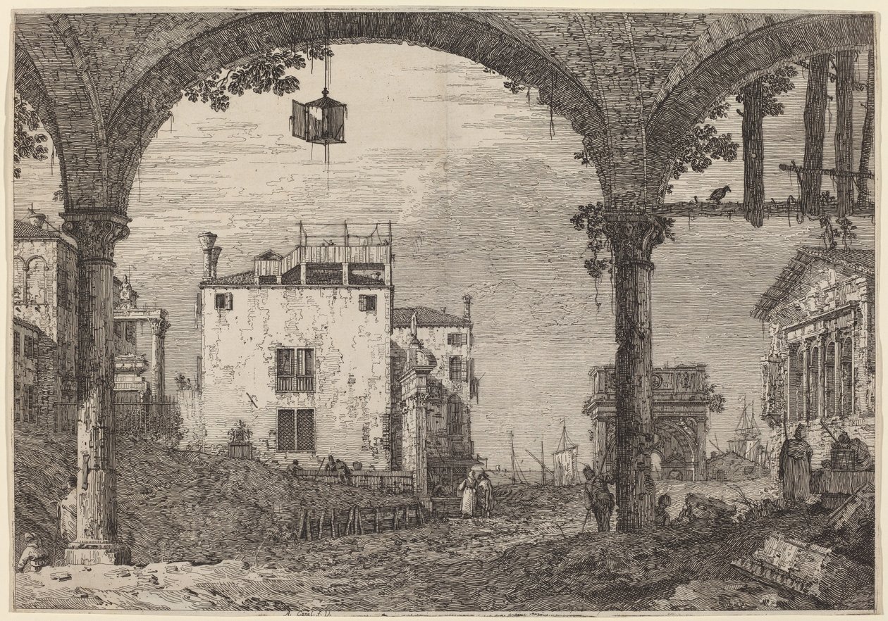 Het Portiek met de Lantaarn door Canaletto