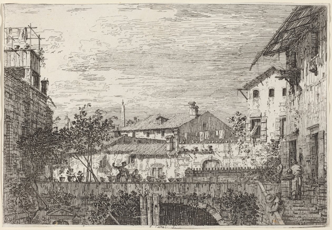 Het terras, ca. 1735-1746 door Canaletto