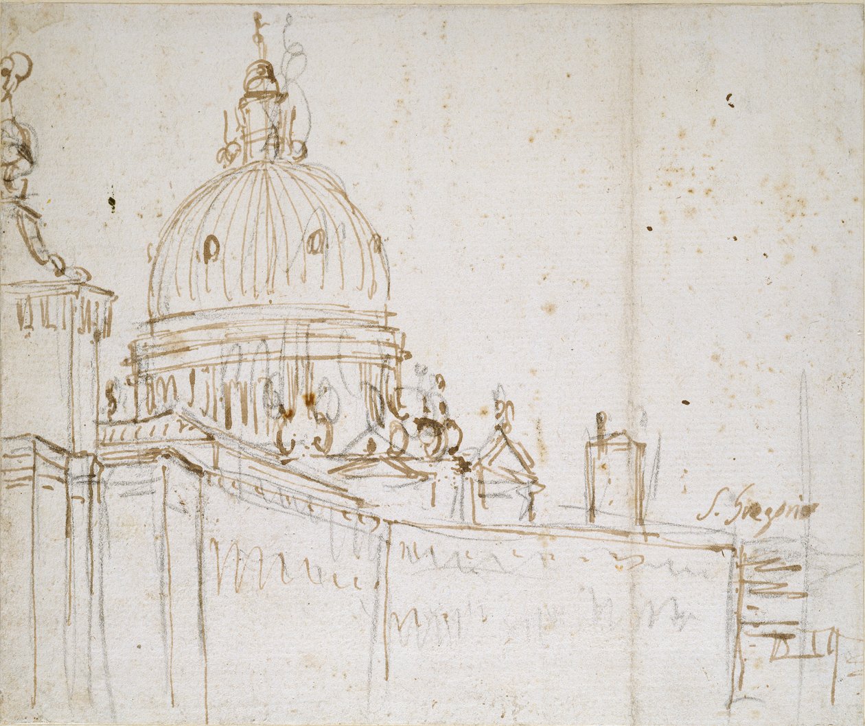 Venetië: De Dogana di Mare en S. Maria della Salute door Canaletto