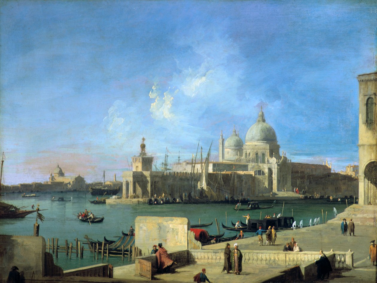 Uitzicht op de Salute vanaf de ingang van het Canal Grande, Venetië, ca. 1727-1728 door Giovanni Antonio Canal