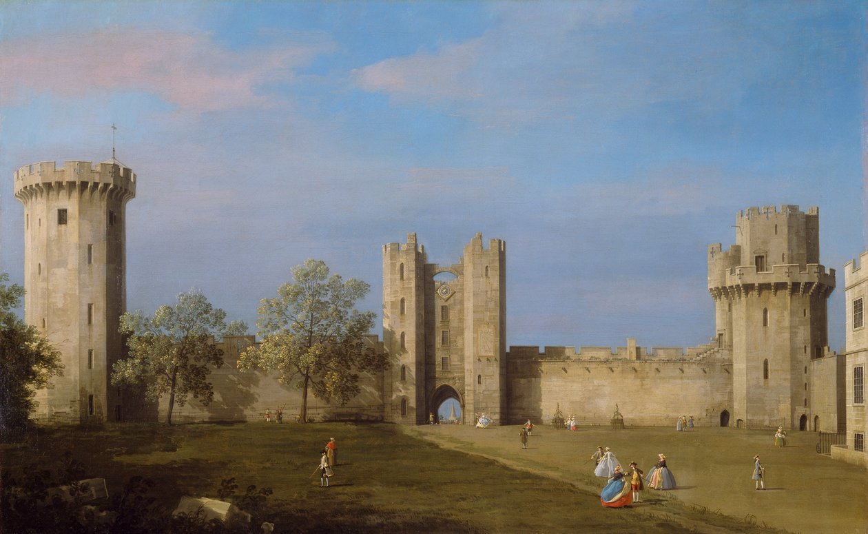 Warwick Castle, Oostelijke Voorkant vanaf de Buitenhof door Giovanni Antonio Canal