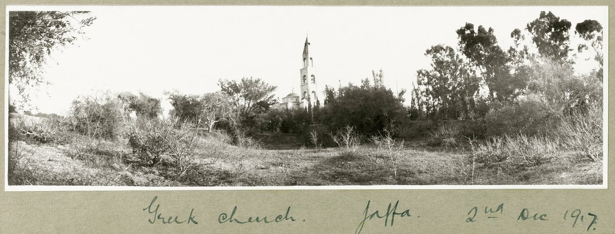 Griekse kerk, Jaffa, 2 december 1917 door Capt. Arthur Rhodes
