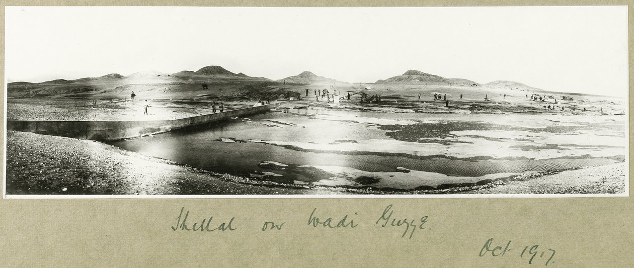 Shellal aan de Wadi Guzzeh, oktober 1917 door Capt. Arthur Rhodes