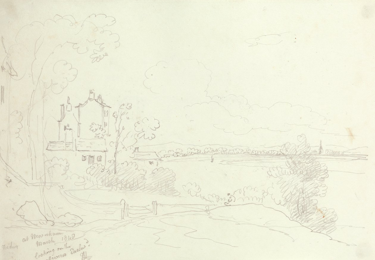 Bij Newnham kijkend naar de Severn oostwaarts, maart 1848 door Capt. Thomas Hastings