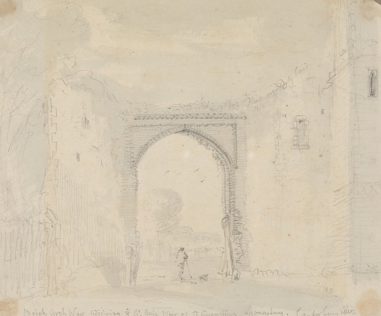 Bakstenen boog naast de grote poort van het klooster van St. Augustine, Canterbury door Capt. Thomas Hastings