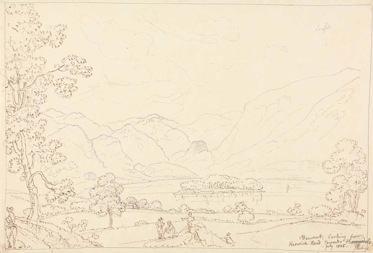Derwent richting Borrowdale, juli 1835 door Capt. Thomas Hastings