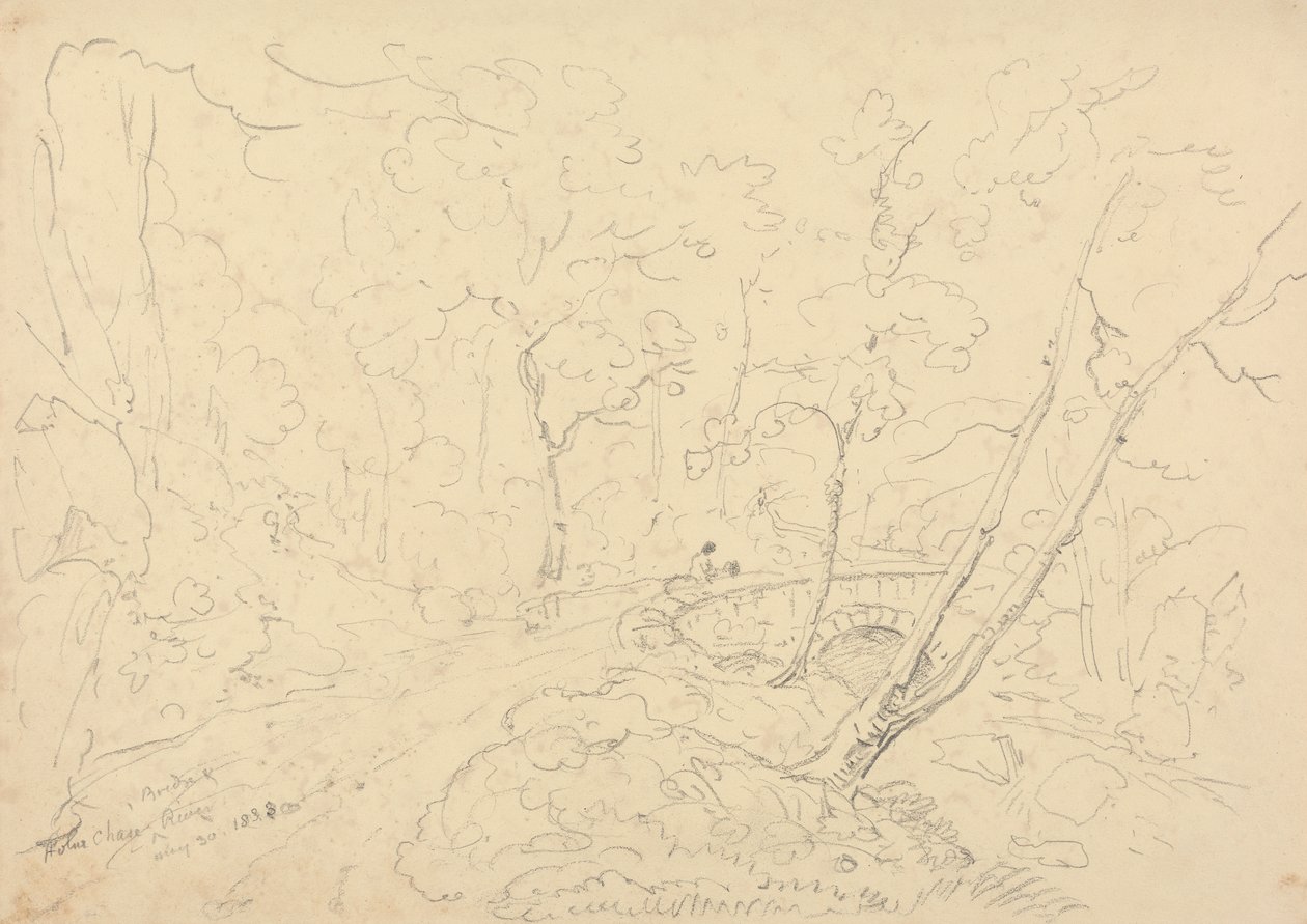Holne Chase Bridge en rivier, 30 mei 1833 door Capt. Thomas Hastings