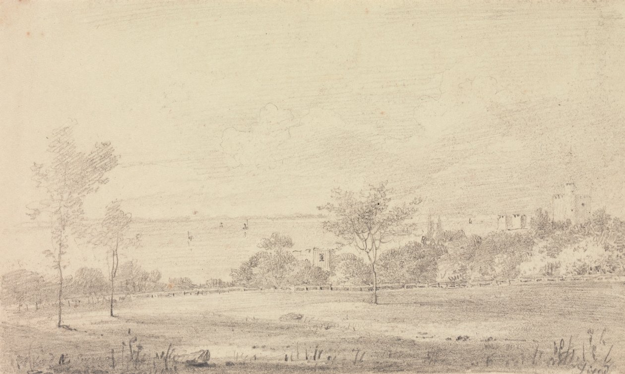 Landschap met kasteel in de verte, Isle of Wight door Capt. Thomas Hastings