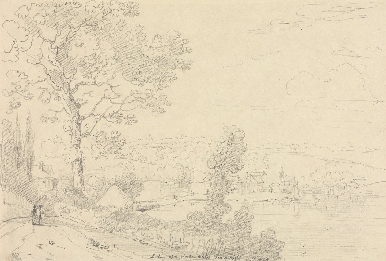 Uitzicht op Wootton Bridge, Isle of Wight, augustus 1828 door Capt. Thomas Hastings