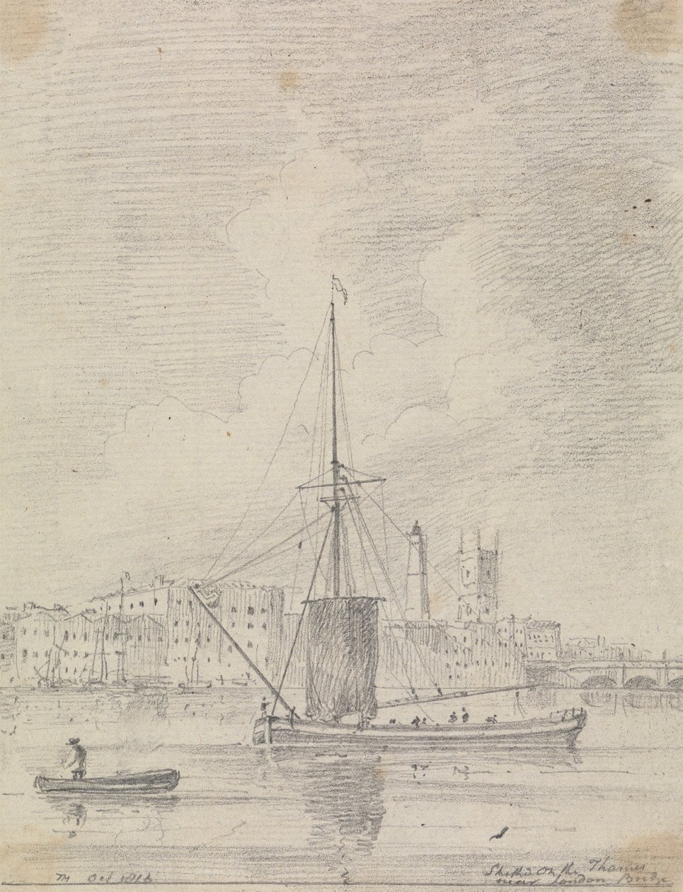 Schepen op de Theems bij London Bridge, Oktober 1816 door Capt. Thomas Hastings