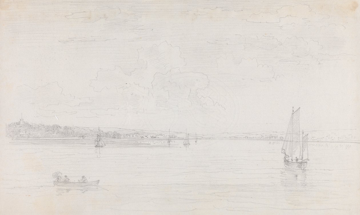 Schets van Cowes, Isle of Wight, vanaf de Solent door Capt. Thomas Hastings