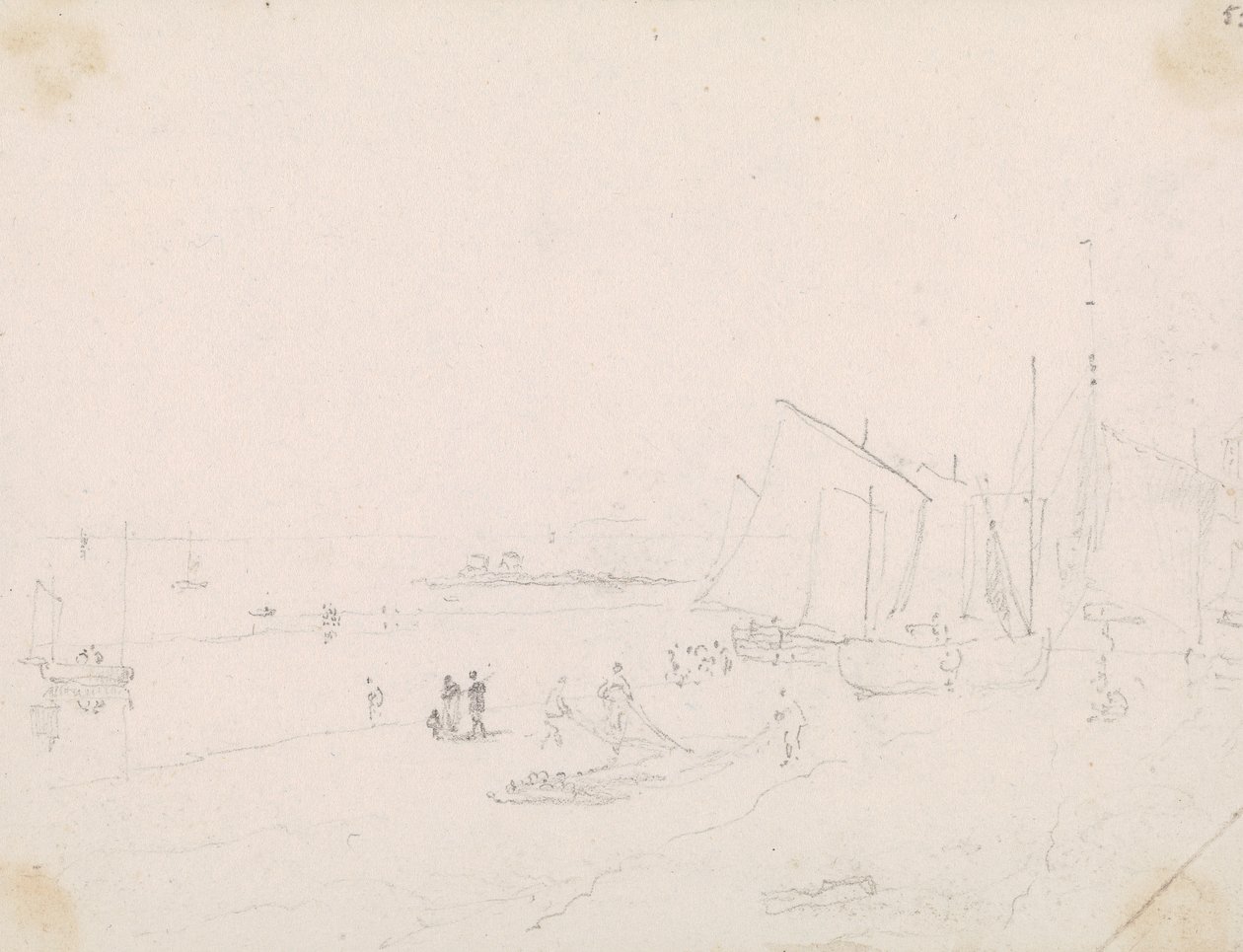 Schets van een Strandscène, Hastings door Capt. Thomas Hastings