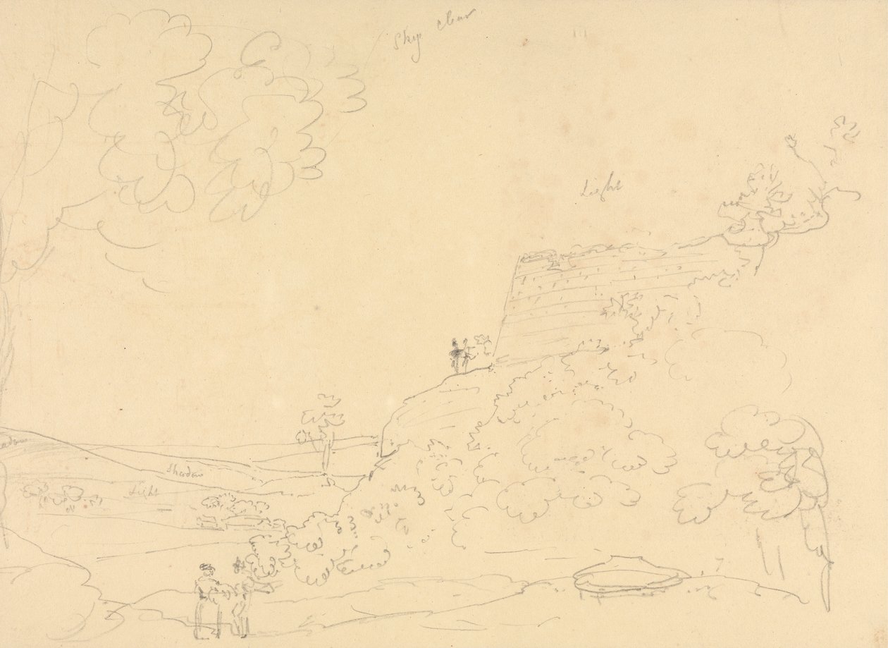 Schets van een heuvelbastion, Isle of Wight door Capt. Thomas Hastings