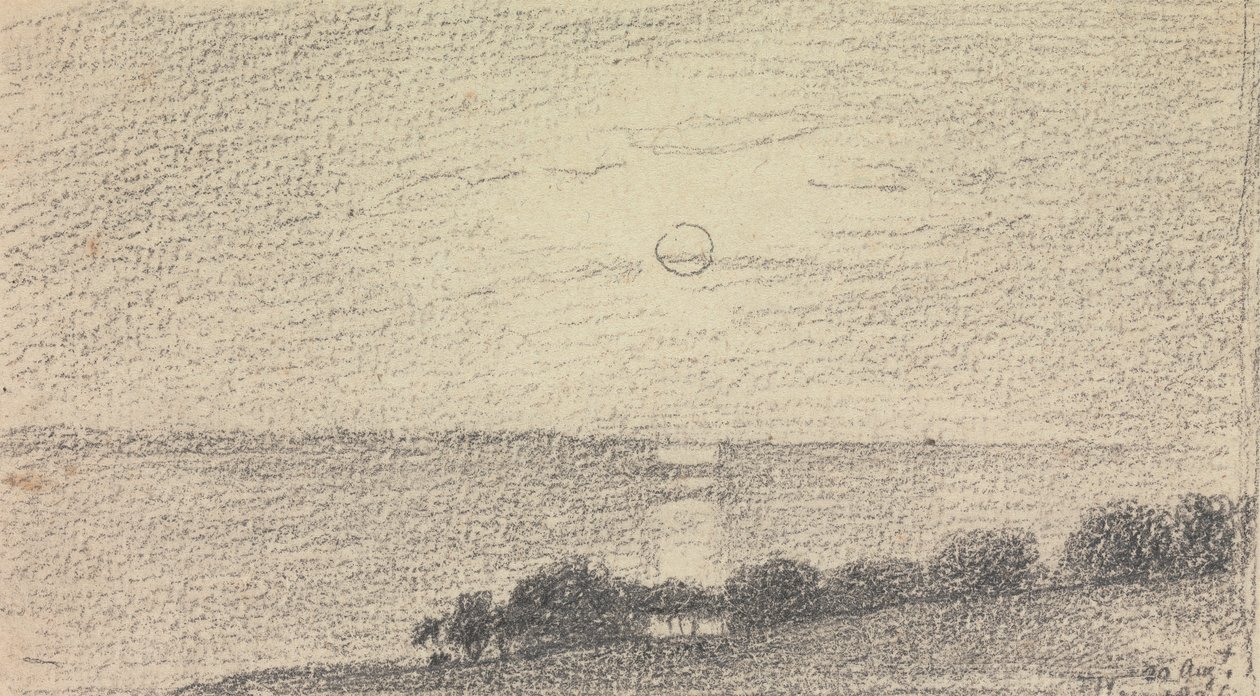 Schets van een lage zon boven de zee, 20 augustus 1826