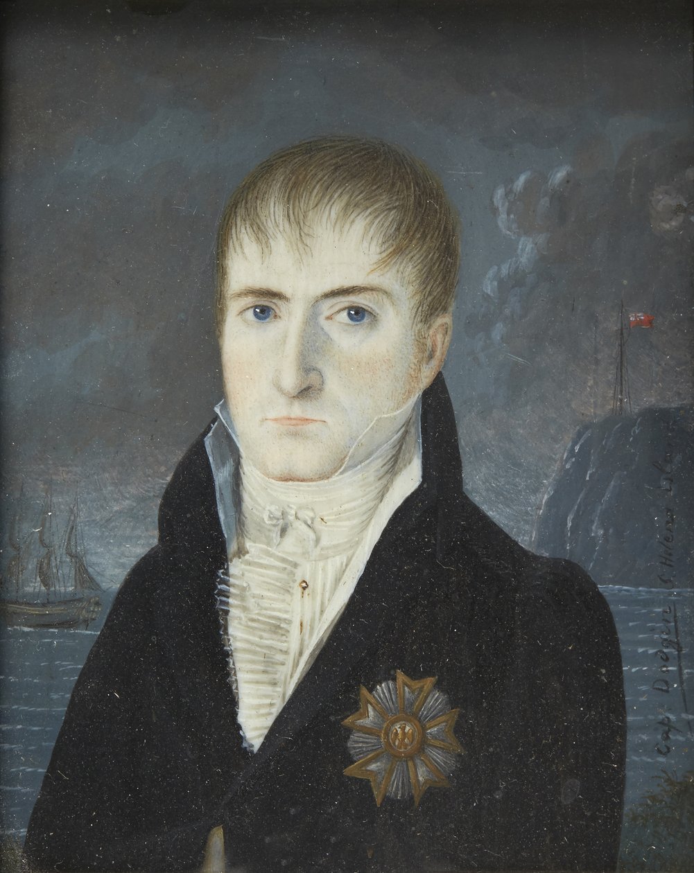 Portret van Napoleon Bonaparte op het eiland Sint-Helena door Captain Dodgin
