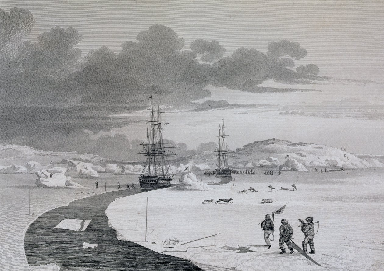 Snijden in Winter Island, oktober 1821, uit Journal of a Second Voyage for the Discovery of a North West Passage door Captain George Francis Lyon