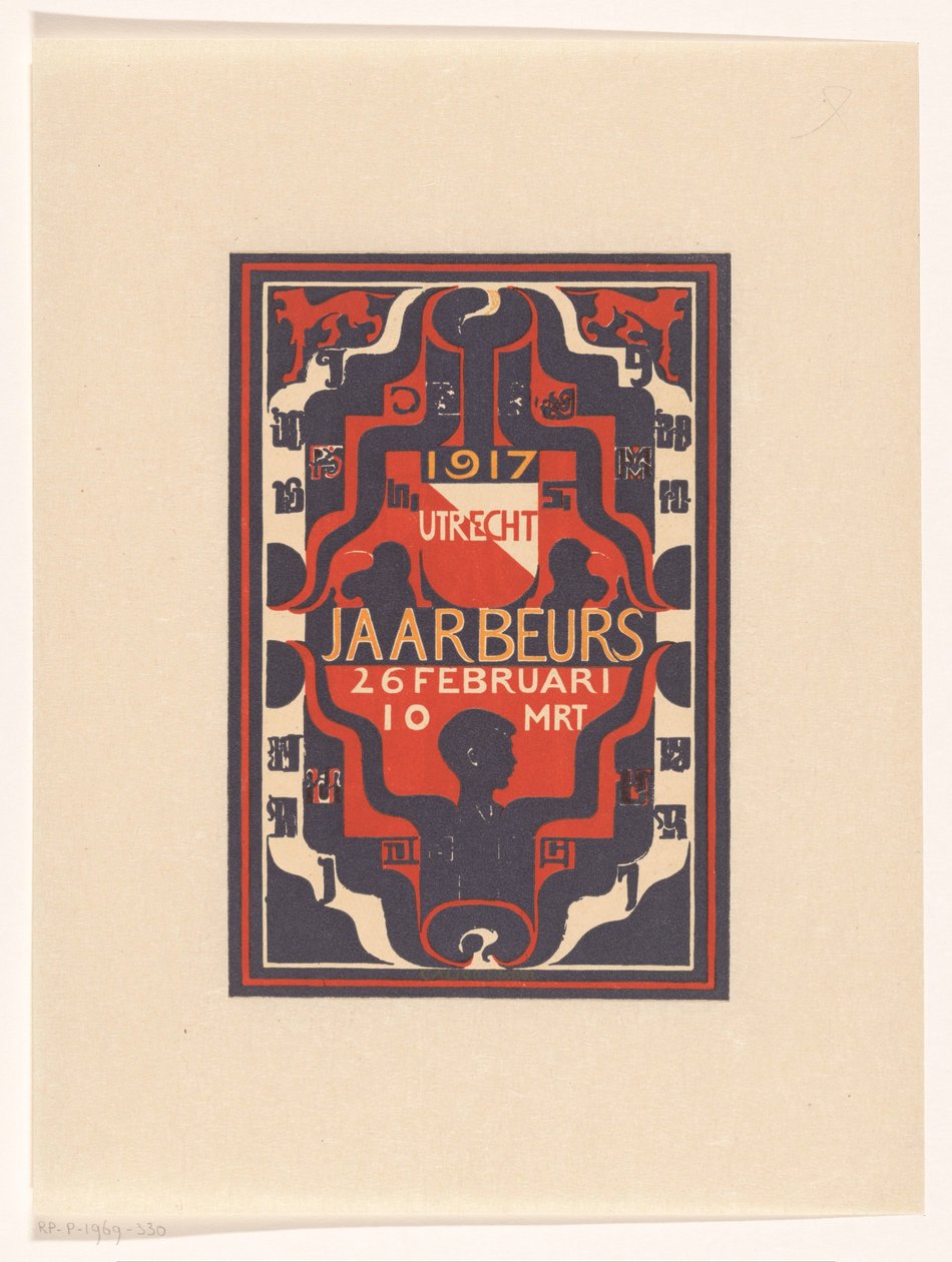 Aankondiging voor jaarbeurs Utrecht 1917 door Carel Adolph Lion Cachet