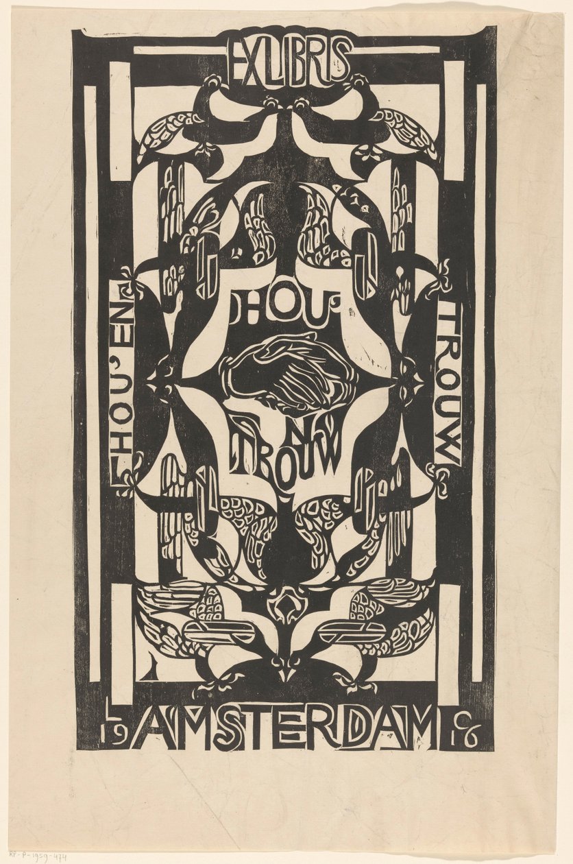 Ex libris van de vereniging Hou