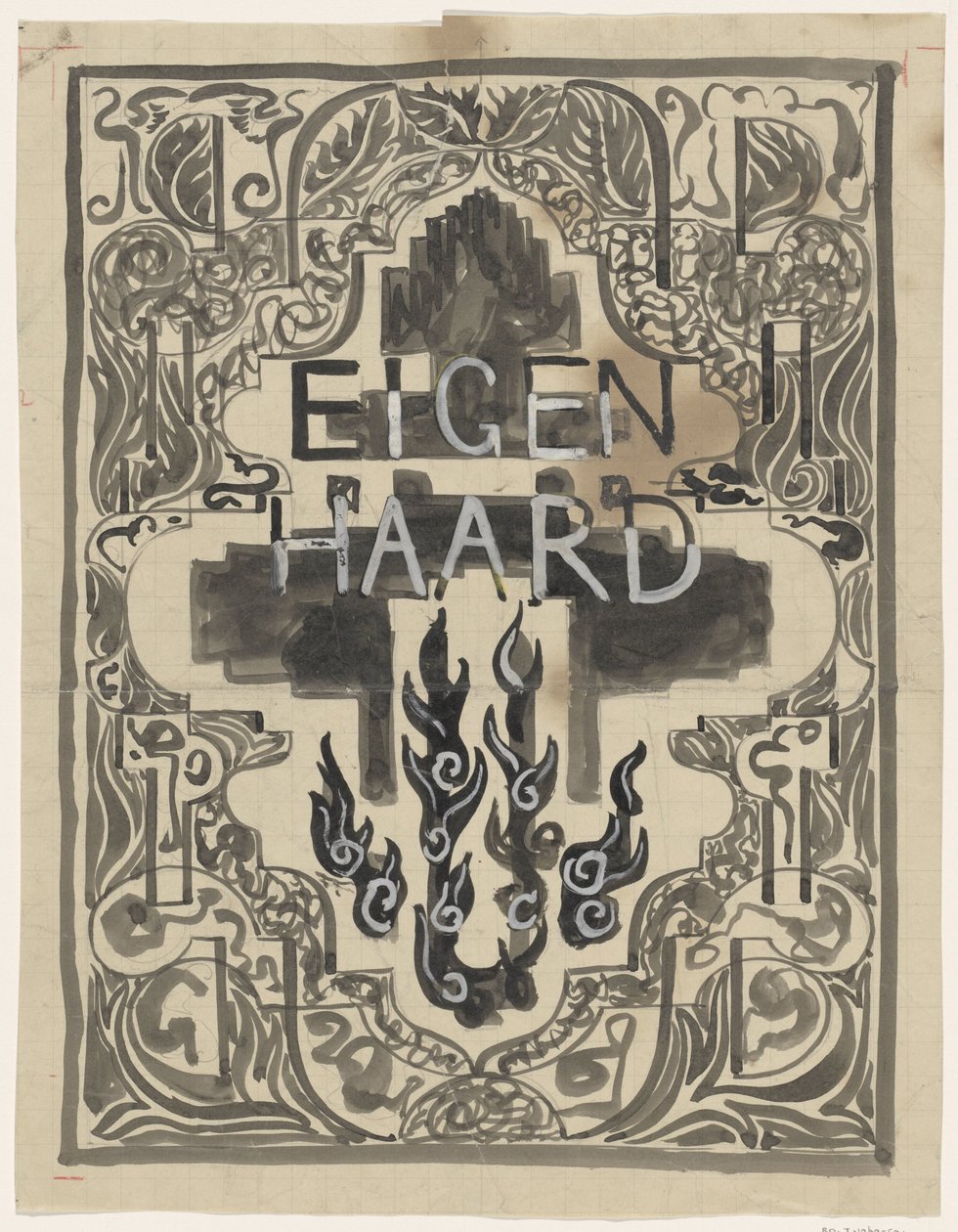 Ontwerp voor de omslag van Eigen Haard door Carel Adolph Lion Cachet
