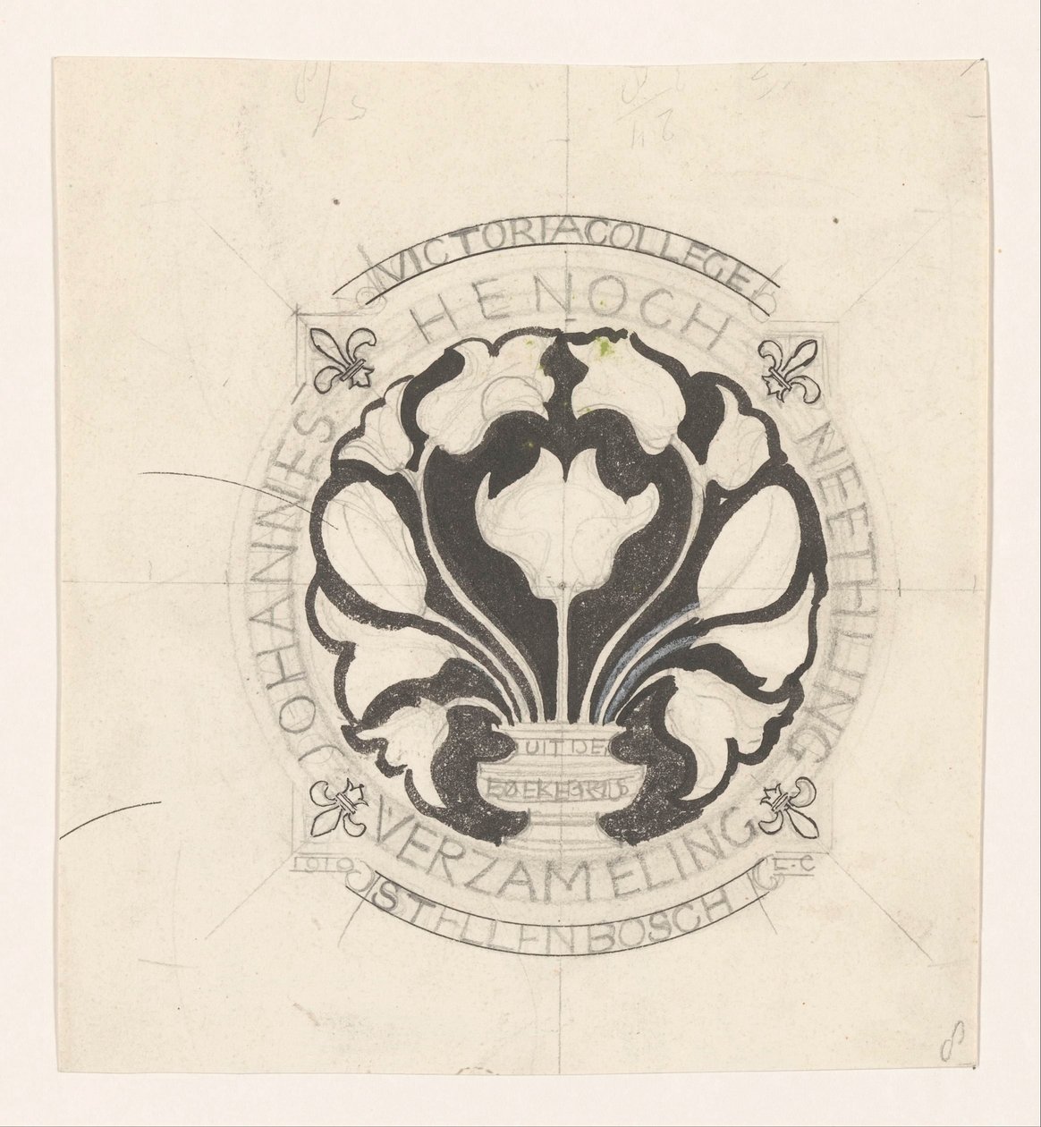 Ontwerp voor een ex libris van Johannes Henoch Neethling door Carel Adolph Lion Cachet