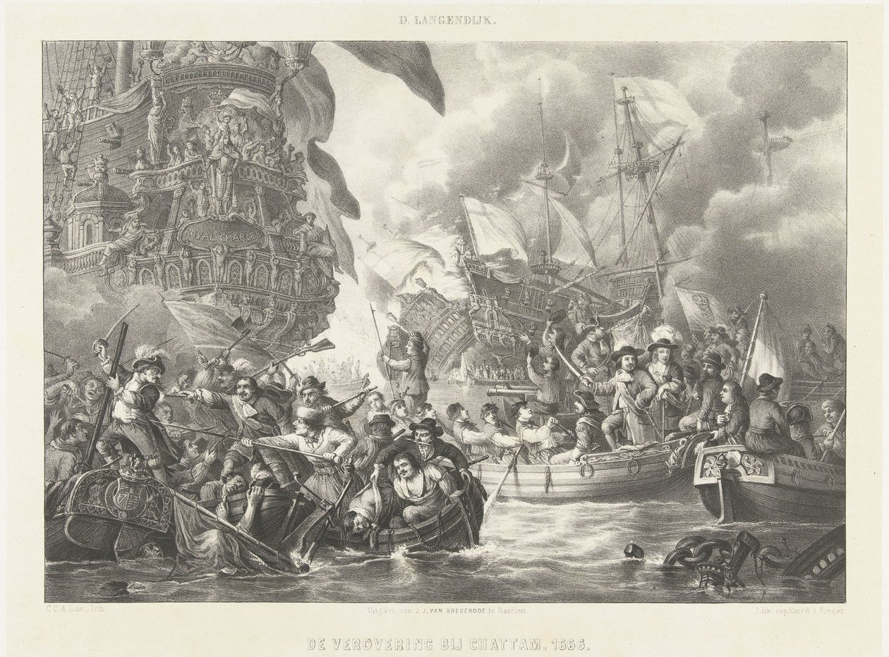 De Tocht naar Chatham en de verovering van de Royal Charles, 1667 door Carel Christiaan Antony Last