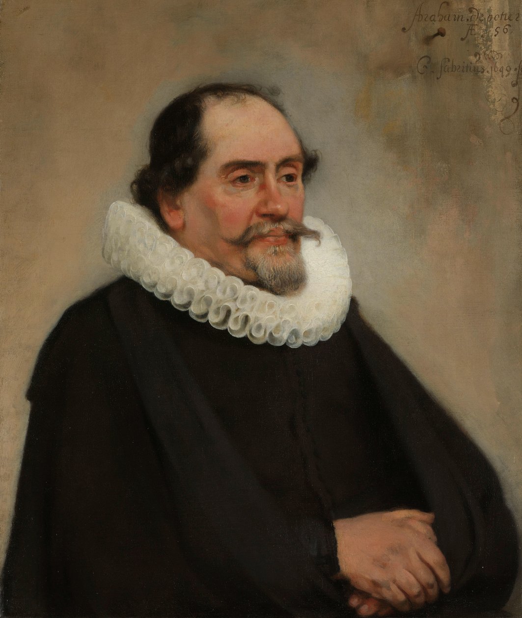 Portret van Abraham de Potter, Amsterdamse zijdehandelaar door Carel Fabritius