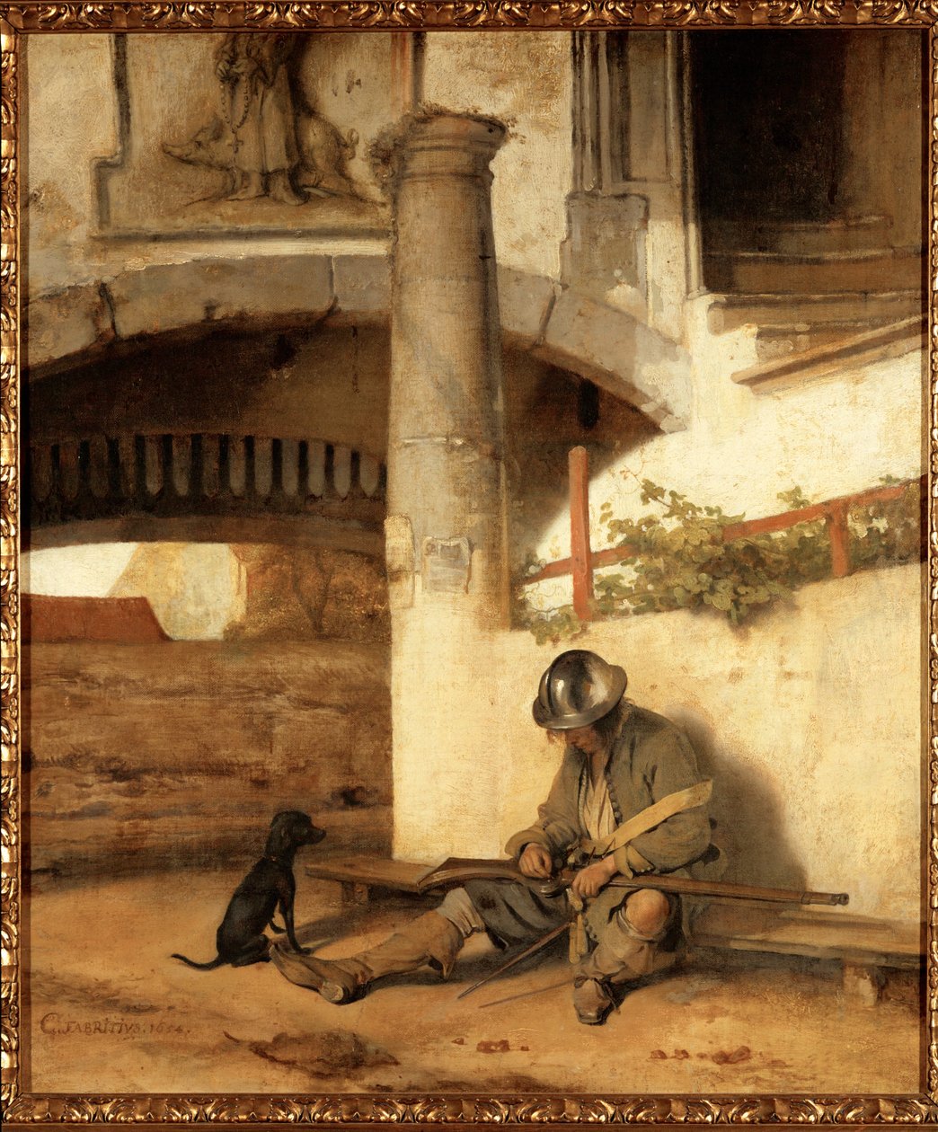De slapende schildwacht door Carel Fabritius