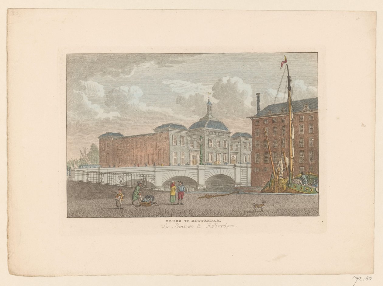 Gezicht op de Beurs in Rotterdam door Carel Frederik Bendorp (I)