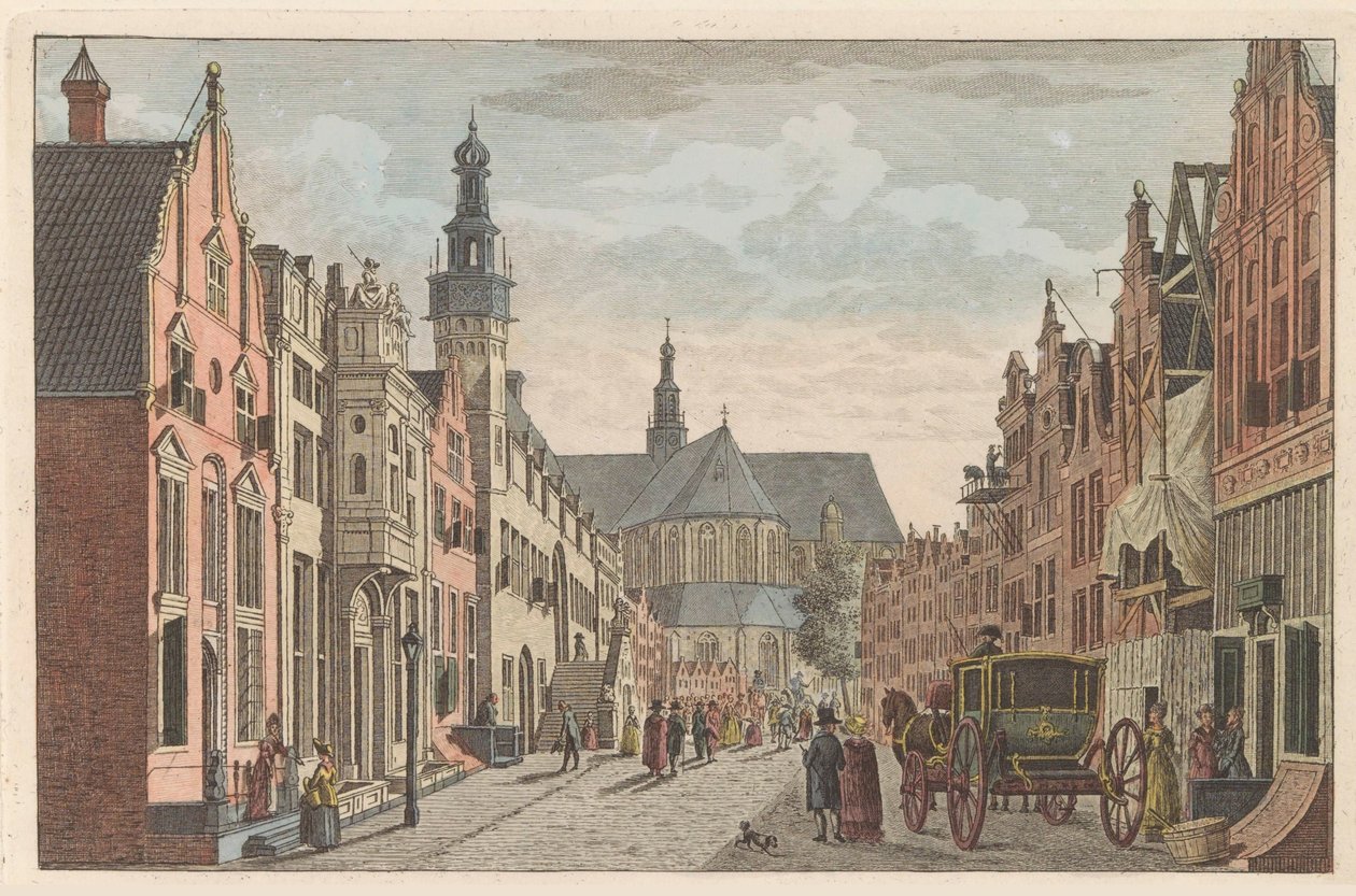 Langestraat te Alkmaar, ca. 1790 door Carel Frederik Bendorp (I)