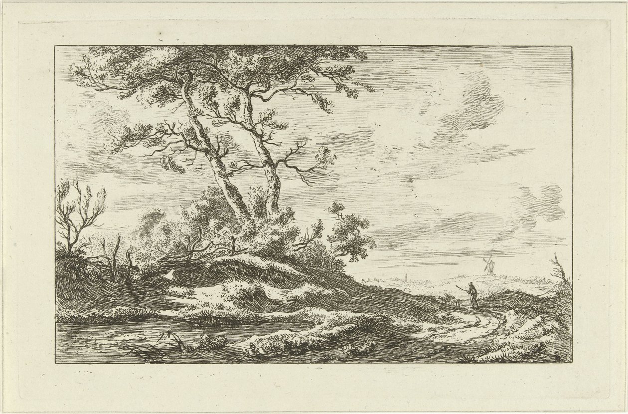 Herder op een landweg door Carel Lodewijk Hansen