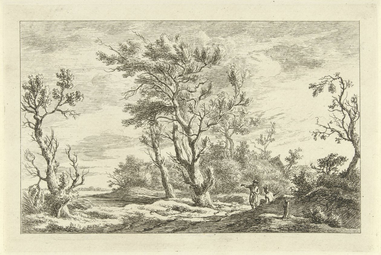 Reizigers in een landschap door Carel Lodewijk Hansen