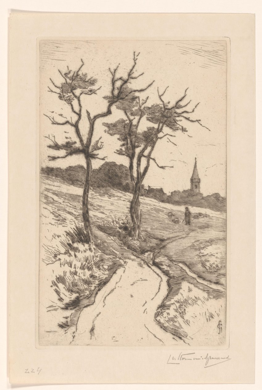 Duinlandschap met kerktoren van Katwijk door Carel Nicolaas Storm van 