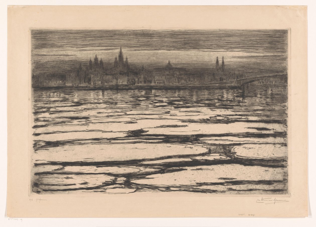 Glacons sur le Rhin door Carel Nicolaas Storm van 