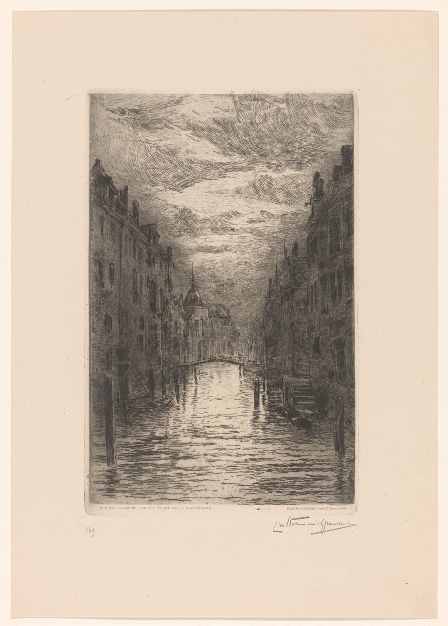 Kanaal in Dordrecht bij avond door Carel Nicolaas Storm van 