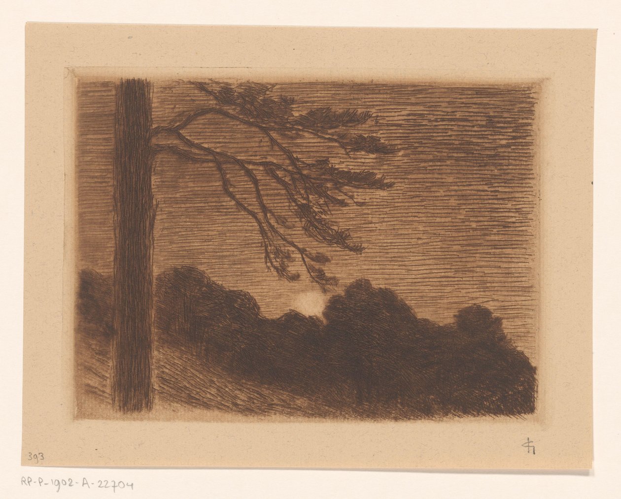 Landschap met opkomende maan door Carel Nicolaas Storm van 