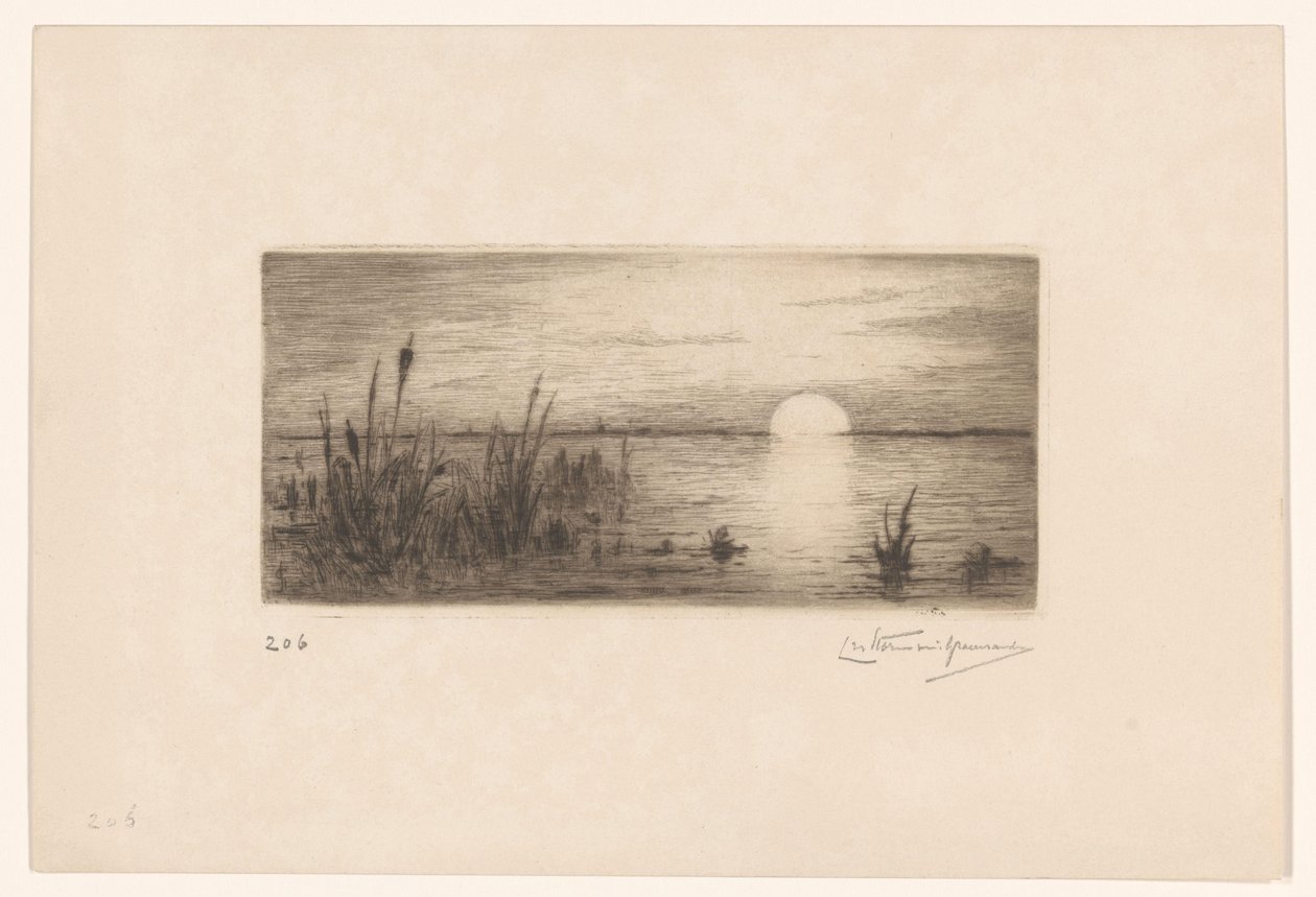 Ondergaande zon door Carel Nicolaas Storm van 