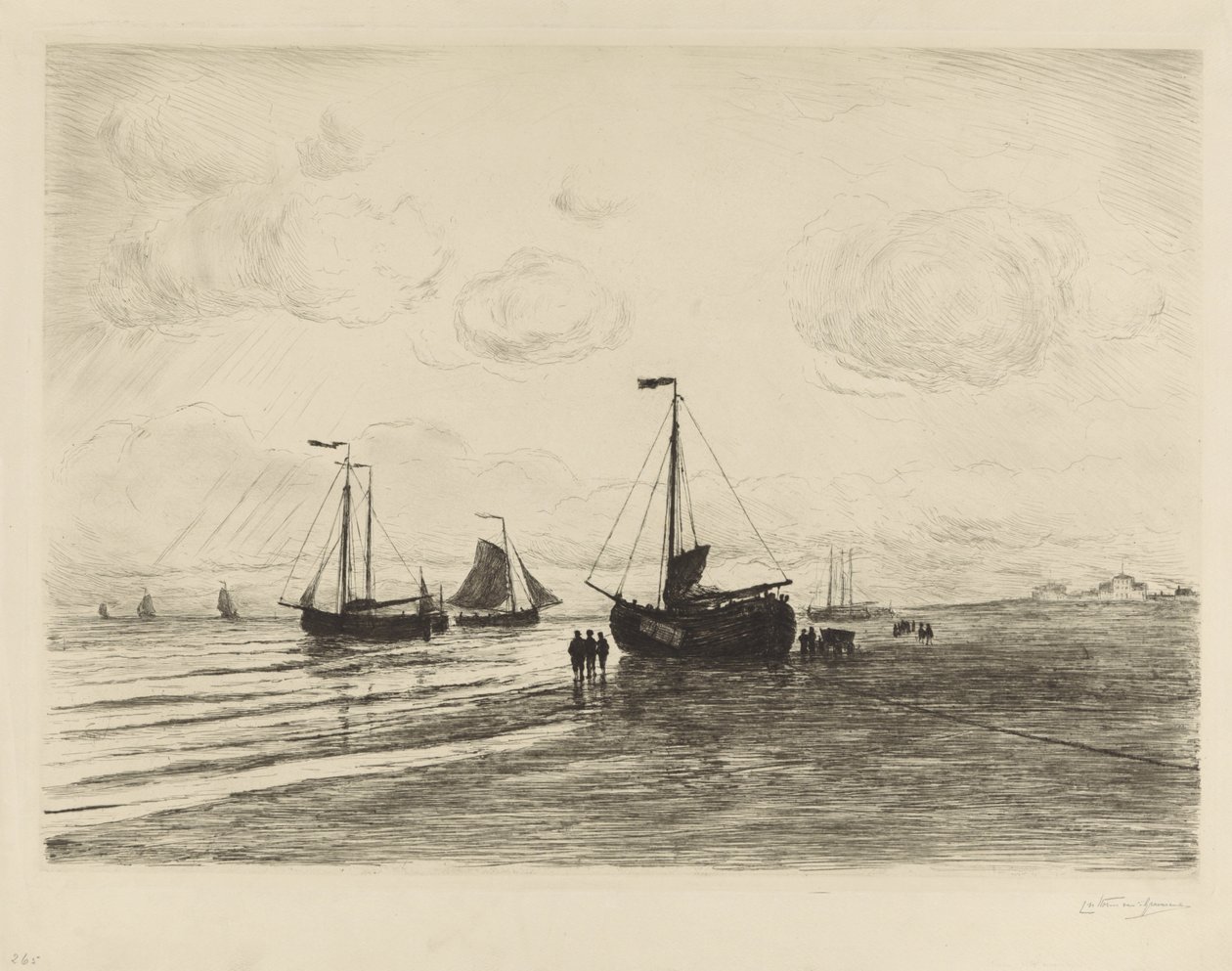Op het strand bij Katwijk door Carel Nicolaas Storm van 
