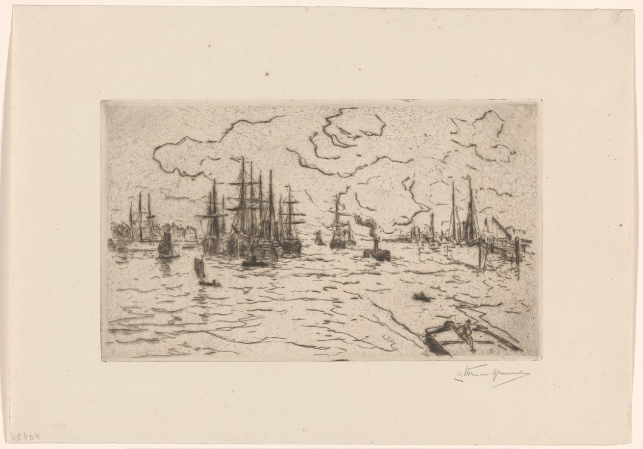 Schepen op de Maas door Carel Nicolaas Storm van 
