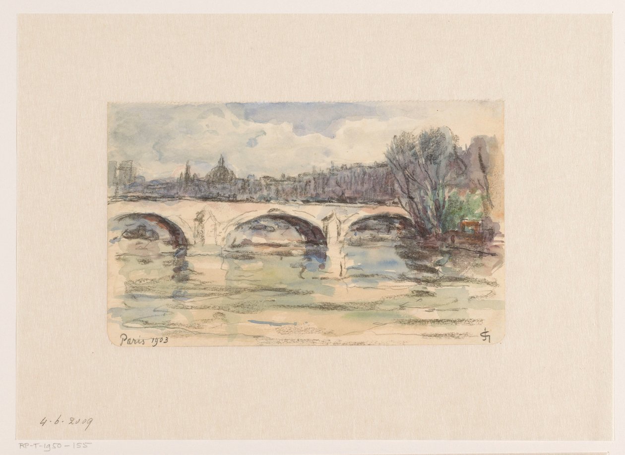 Brug over de Seine, Parijs door Carel Nicolaas Storm van 