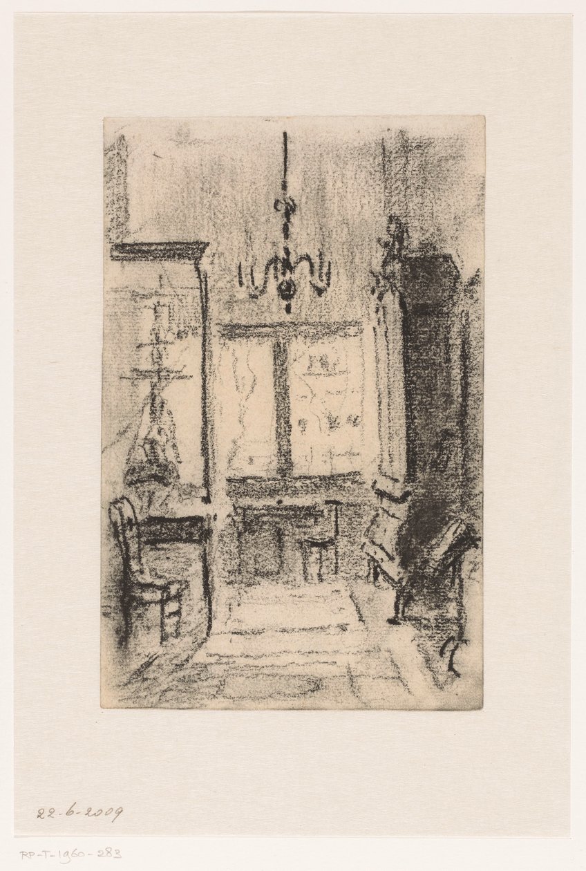 Interieur van het huis van Simon van Gijn aan de Nieuwe Haven te Dordrecht door Carel Nicolaas Storm van 