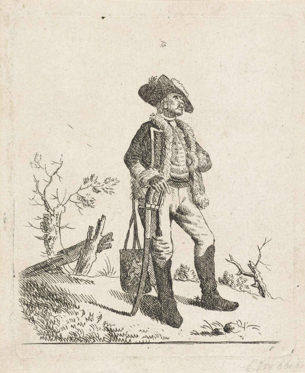 Landschap met een soldaat door Carel Webbers