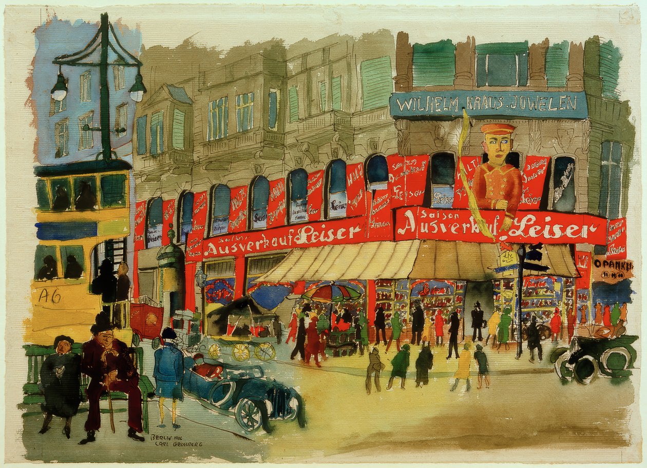 Berlijn, Tauentzienstraße / Aquarel van C. Grossberg door Carl Grossberg