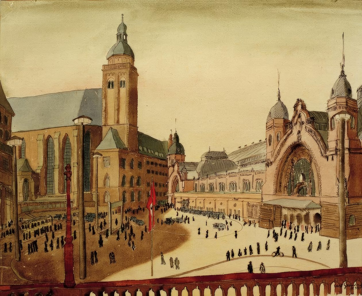 Keulen, stationsplein door Carl Grossberg