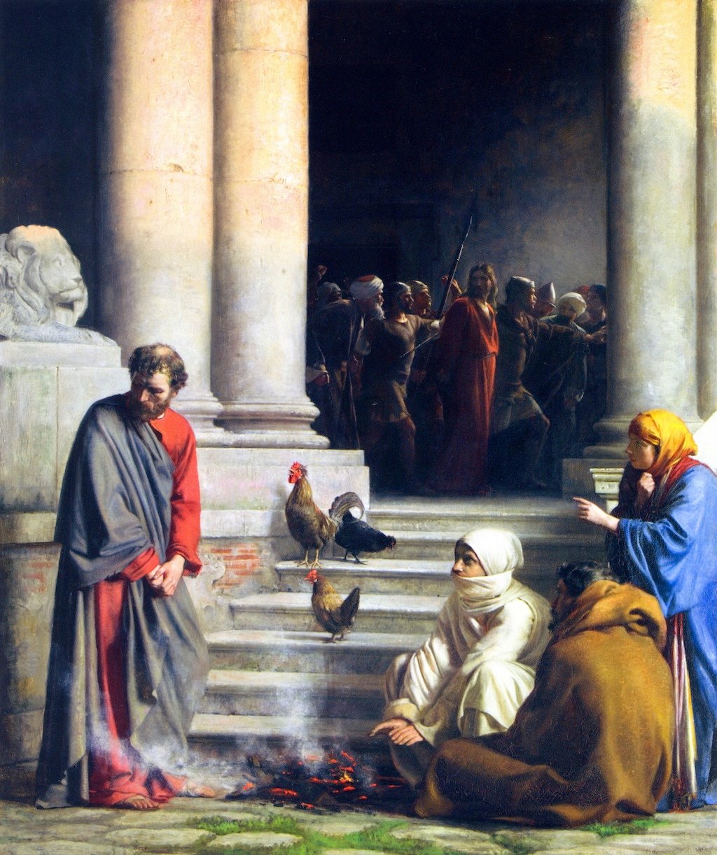 Verloochening van Jezus door Petrus door Carl Heinrich Bloch