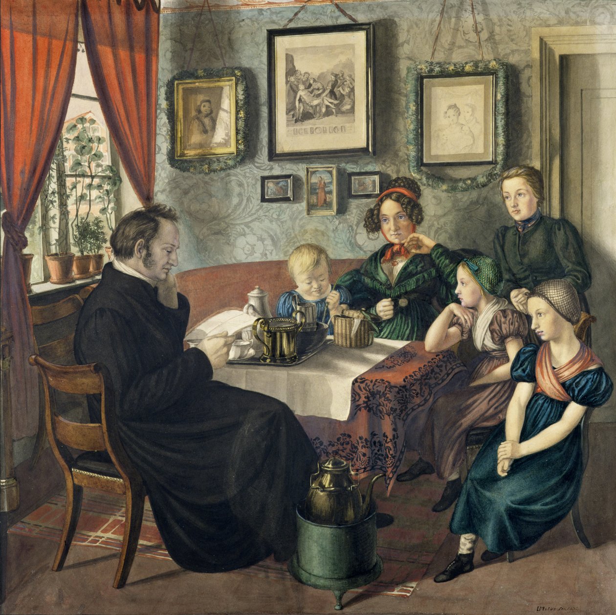 Pastoor Johann Wilhelm Rautenberg en zijn familie, 1833 door Carl Julius Milde