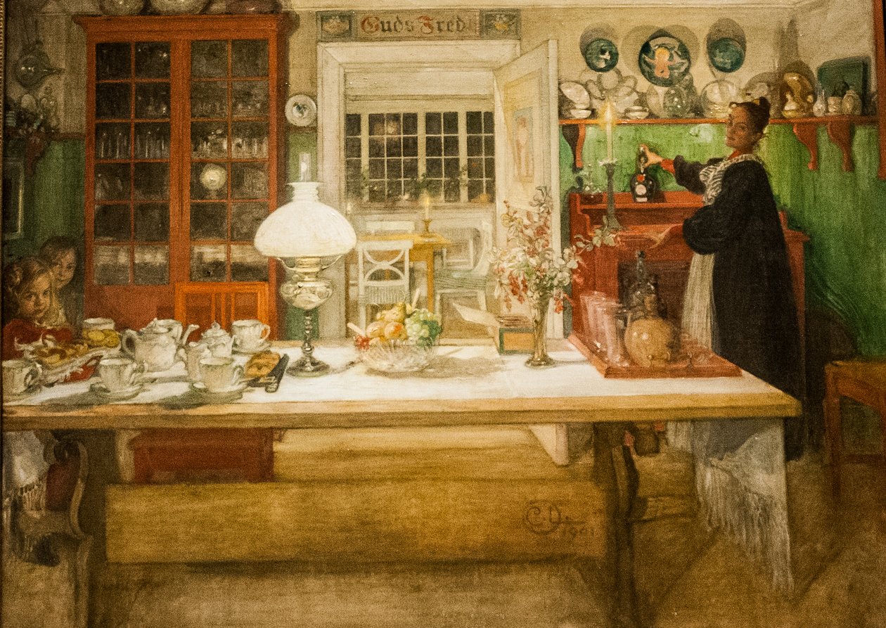 Voorbereiden voor een spel door Carl Larsson