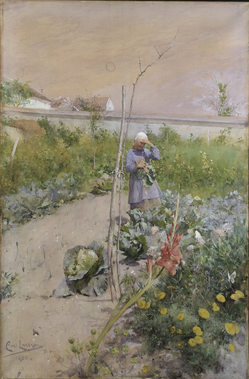 In de Moestuin, 1883 door Carl Larsson