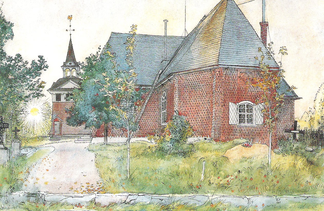 De oude kerk van Sundborn door Carl Larsson