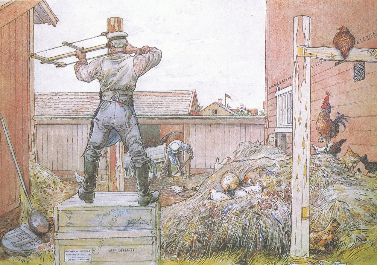 De haan bleef kraaien terwijl Elfstrom zaagde en timmerde door Carl Larsson